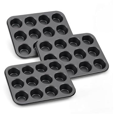 Imagem de Forma Cupcake Pão de queijo Bolinho Empada em teflon antiaderente 12 cavidades Grande - Ideal para Muffins, Empadas e Bolinhos na Air Fryer, Forno e Micro-ondas(3 Unidades)