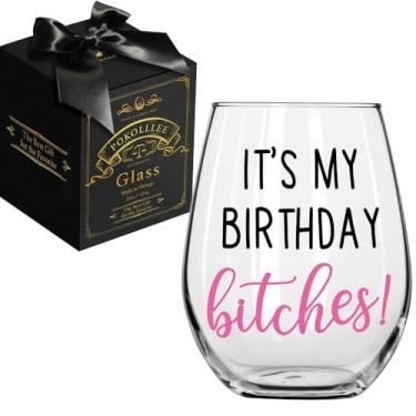 Imagem de Presentes engraçados de aniversário de 21 anos para ela - It's My Birthday Wine Glass Cheers to 21 Years - Presente de aniversário feliz de 21 anos para mulheres, melhores amigas, filha, irmã