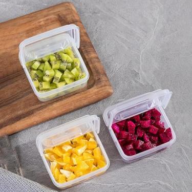 Imagem de Suporte de fatia de queijo com tampa dobrável para geladeira – Caixa organizadora de geladeira de plástico transparente para manteiga, frutas e pequenos itens, mini caixa portátil de armazenamento de