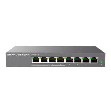 Imagem de Grandstream Gwn7711P, Switch Poe Gerenciável Gigabit Ethernet Camada 2 Lite De 8 Portas, Montagem Em Mesa/Parede, Design Metálico