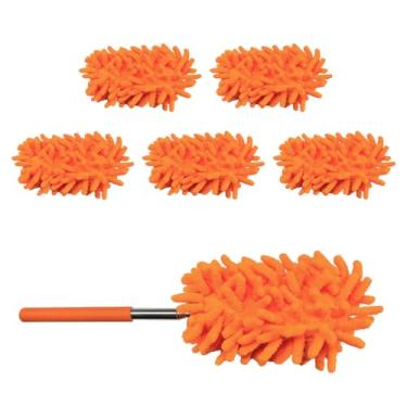 Imagem de Tuxihapp Espanador interior de carro de chenille com haste extensível – Escova de limpeza de carro espanador de microfibra para painel de automóveis, aberturas e janelas, pequenos espanadores laváveis