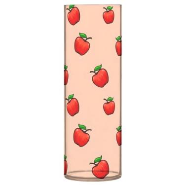 Imagem de CEBUGI Vaso de flores de frutas vermelhas 10 x 30 cm, vaso cilíndrico para flores, vaso transparente inquebrável para decoração de casa de festa de casamento