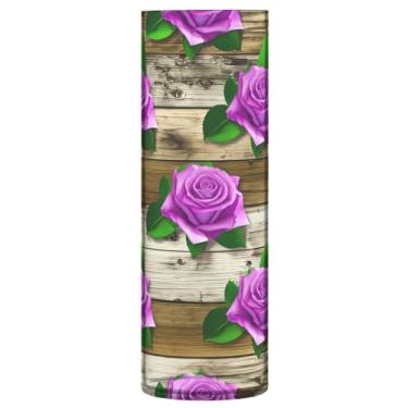 Imagem de CEBUGI Vaso de flor rosa Purplr 10 cm x 30 cm Vaso cilíndrico para flores, vaso transparente inquebrável para decoração de casa de festa de casamento