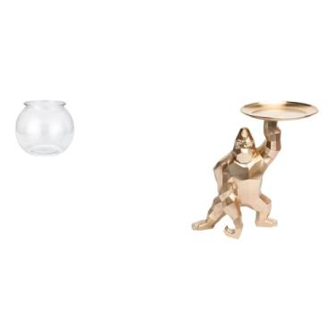 Imagem de Whtkoph Ornamento Transparente para Aquário, Pequeno Vaso Redondo com Escultura em Resina, Bandeja para Servir No Escritório, Decoração.
