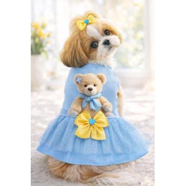 Imagem de Kit 3 Vetidos Pet Fantasia Babado bonito Personagem Sai Festa Luxo Con