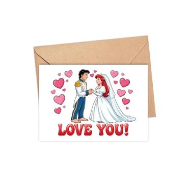 Imagem de ZhangDuy Cartão de amor princesa e noivo real do oceano - cartão romântico dos namorados - presente com tema de coração fofo para namorada, namorado, esposa e marido - lembrança de aniversário de