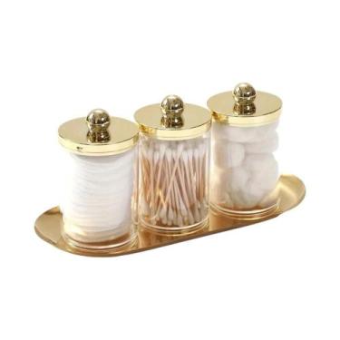 Imagem de Organizador De Banheiro Em Acrílico Com Tampa Para Cotonetes, Discos D