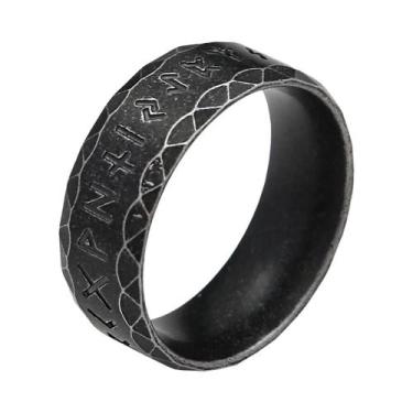 Imagem de Anel Vintage Unissex Com Runas Vikings Em Aço Inoxidável, Amuleto Nórd