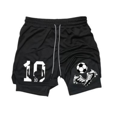 Imagem de Shorts Esportivos Masculinos Dois Em Um Para Academia, Treino E Corrid