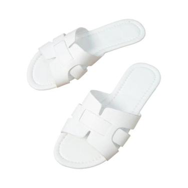 Imagem de Chinelos Femininos Brancos, Sandálias Abertas, Calçados Casuais Para P