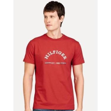 Imagem de Camiseta Tommy Hilfiger Masculina Monotype Logo Arched Vermelha-Masculino