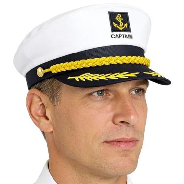 Imagem de UGKIamous Chapéu de marinheiro ajustável, chapéu de capitão de iate para adultos, mulheres, homens, festa de Natal, fantasia de marinheiro, cosplay, acessório de fantasia da marinha