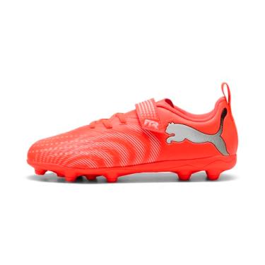 Imagem de Puma Tênis unissex infantil Future 9 Play com gancho e laço firme/artificial (bebê/criança pequena), Vermelho brilhante/branco/preto, 17
