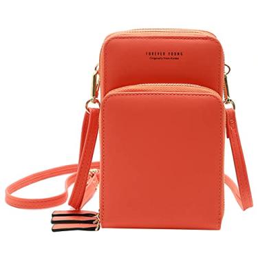 Imagem de Bolsa Transversal Feminina com Cinto Ajustável Padrão Liso Bolsas Zíper de Ombro Multipropósito BolsaCarteira Saco para Uso Diário Viagem e Compras