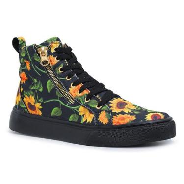 Imagem de Sneaker Tênis Casual Botinha Feminina Cano Alto Sola Alta Emborrachada