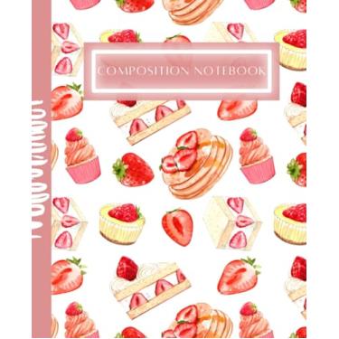 Imagem de Caderno Kawaii: Caderno pautado universitário - Bolo de morango - Sobremesas de morango - Caderno Estético para Diário - 19,5 x 24,25, ... para Material Escolar, Para Estudantes e Professores