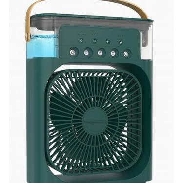 Imagem de Mini Ar Condicionado Portátil 3 em 1 USB – Climatizador, Ventilador e Umidificador, Ar Cooler Silencioso para Mesa, Quarto e Escritório (Verde)