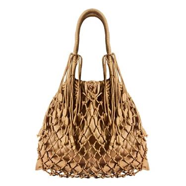 Imagem de Nice Pies Bolsa feminina de palha de praia, bolsa de praia, malha de grande capacidade, combinação de corda, B, 15.7"*11.8