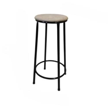 Imagem de Banqueta Alta de Aço - Banco Americano Ideal para Cozinha, Balcão e Bar, Espaço Residencial ou Comercial, Design Funcional e Estável (Bege)