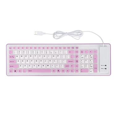 Imagem de Teclado Dobrável De Silicone, 103 Teclas USB Com Fio De Silício Roll Up Teclado à Prova D'água Mudo Sem Desbotamento Para Computador Portátil PC(Roxo)