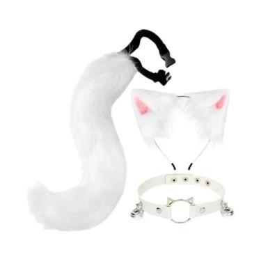 Imagem de Luvas E Acessórios De Cabeça Com Orelhas De Gato E Cauda De Raposa Par