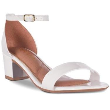 Imagem de Sandália Feminina Casual Saltinho Bloco Grosso Quadrado Tiras Verniz Brilho Festa A3.02-Feminino