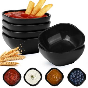Imagem de BUSOKIP Tigelas pequenas de palha de trigo, 142 g, prato inquebrável de molho de soja, tigelas seguras para micro-ondas, conjunto de 6, tigela pequena para condimentos, copos de molho para imersão