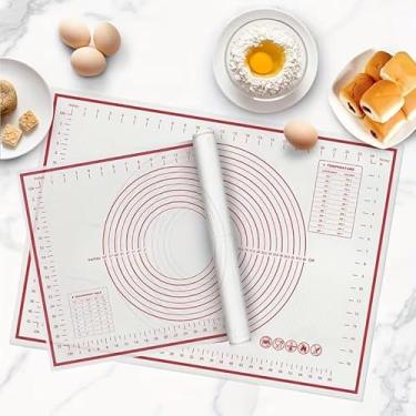 Imagem de Tapete de pastelaria de silicone premium grande, superfície antiaderente para enrolar massa para assar balcão de cozinha 11,8 x 15,7 polegadas
