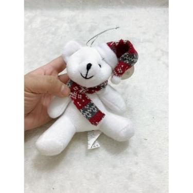 Imagem de enfeite decorativo natal pend urso com gorro cachecol de árvore 11/15CM (11 CM branco,2 peças)
