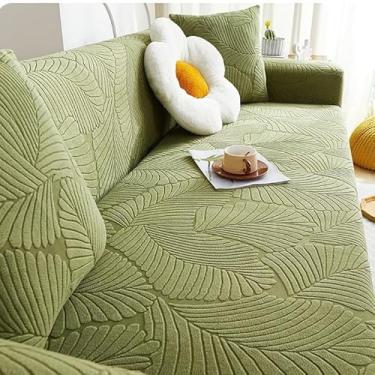 Imagem de Capa de sofá 1, 2, 3, 4 e 5 lugares, protetor móveis veludo grosso luxo, capa cor sólida, elástica para cadeira reclinável(Green,2-seat 145-185cm)