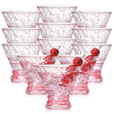 Imagem de XUWAIDSGN 12 peças de copos de martini rosa sem haste de 290 ml, copos de coquetel de cristal plasti copos de coquetel vintage copos de coquetel reutilizáveis Margarit copos cupê (12, PInk)