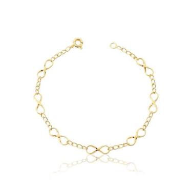 Imagem de Pulseira Feminina 18 cm Ouro 18K Infinitos grandes - MAEHLER Arte Em J
