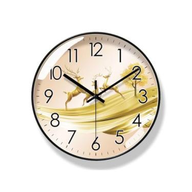 Imagem de Relógio de parede simples para quarto silencioso relógio de quartzo criativo para sala de estar relógio de estudo relógio de parede para quarto (A)