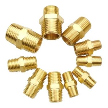 Imagem de 1/20.3 cm 1/10.2 cm 3/20.3 cm 1/5.1 cm 3/10.2 cm 2.5 cm BSPT NPT macho sextavado bocal redutor latão adaptador conector de encaixe de tubulação água gás propano casa jardim (1l8 NPT a 1l8 NPT)