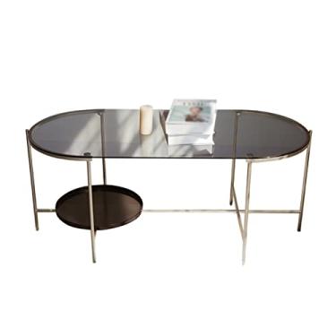 Imagem de Mesa de centro, mesa de centro, moderna, oval de metal, mesa lateral de chá, sala de estar, mesa de centro, usada para decoração de quarto, mesa de armazenamento, mesa de quarto