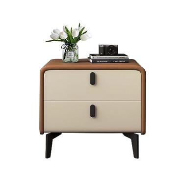 Imagem de Mesa de cabeceira pequena e cômodas, mesa de canto moderna com gaveta, mesa lateral minimalista e prática, mesa lateral com armazenamento, móveis de quarto modernos (J 50 cm/19,7 pol) (I 40 cm)