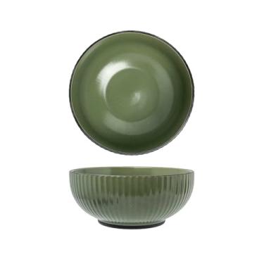 Imagem de Tigela de sopa de macarrão com esmalte de cerâmica para uso doméstico requintado personalizado - tigela verde 19,6 cm