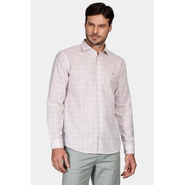 Imagem de Camisa Aramis Slim Linen Look Xadrez Natural-Masculino