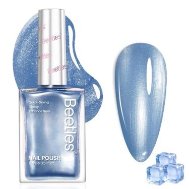 Imagem de Esmalte Beetles Pearl Blue - Esmalte de secagem rápida azul à beira do lago efeito de arte de unha brilhante de longa duração para salão romântico - 15 ml