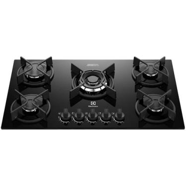 Imagem de Cooktop 5 Bocas a Gás GLP Electrolux Mesa de Vidro Multi Chama Preto A