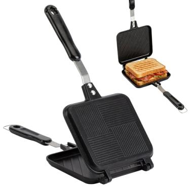Imagem de Sanduicheira quente dupla face, frigideira antiaderente, frigideira panini torrada para pão, panqueca, ideal para cozinha doméstica, acampamento