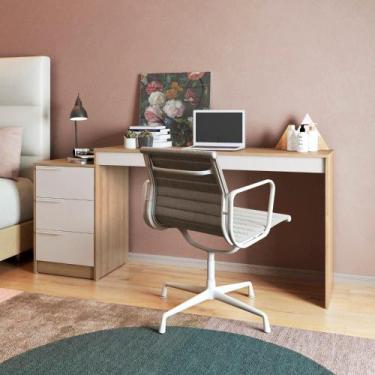 Imagem de Escrivaninha Infantil 3 Gavetas em MDP Lamina Mel/Branco - BRV Móveis