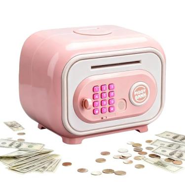 Imagem de Cofre para crianças | Cofre de dinheiro | com código e senha de impressão digital Cofre eletrônico | para contar economias de 3 a 12 anos de idade para meninas e adolescentes brincarem de aniversário