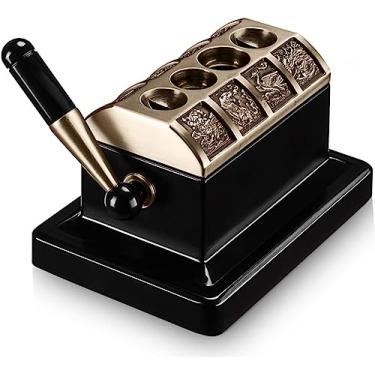 Imagem de Cortador de charutos de aço inoxidável - Cortador de charuto de mesa com corte V quádruplo com acabamento escovado para corte preciso de charutos