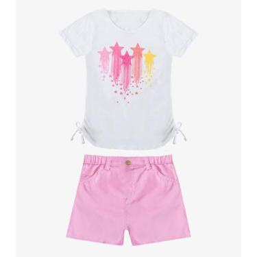 Imagem de Conjunto Infantil Blusa Com Shorts Rovi Kids Rosa, 14, Rosa