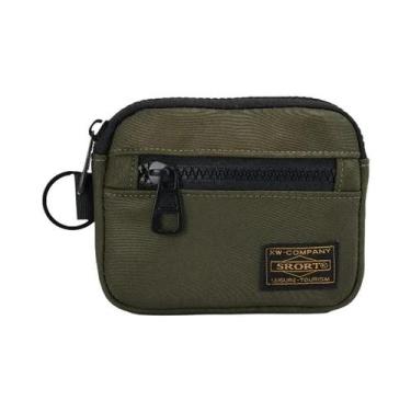 Imagem de Carteira Masculina Retrô De Lona Com Zíper, Porta-Moedas, Porta-Chaves