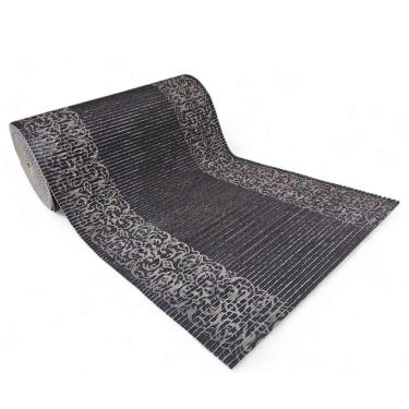 Imagem de Tapete Passadeira Emborrachada Pvc Antiderrapante 0,65x3,00m Barrado Preto Bege