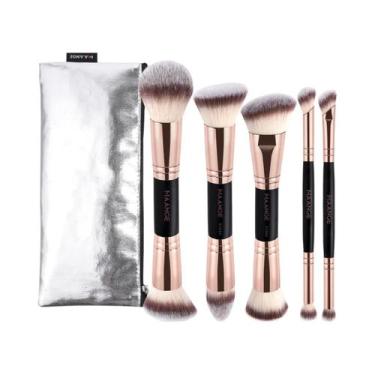 Imagem de Pincéis De Maquiagem De Ponta Dupla 5 Peças Para Base, Corretivo E Cre