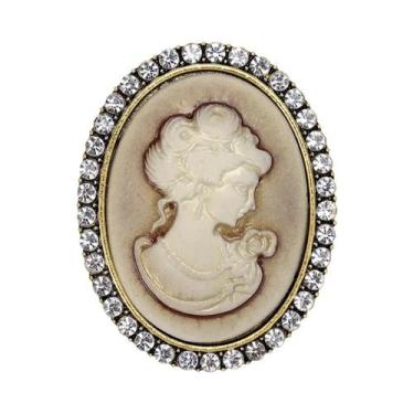 Imagem de Broche De Cabeça Feminino Com Strass E Personagem, Alfinete De Lapela 