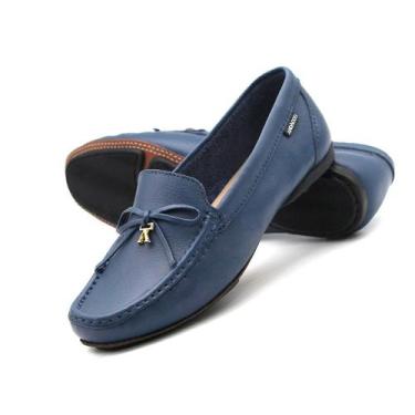Imagem de Mocassim Feminino Soleil em Couro Alfa Azul - 45002AA - Andacco, 36